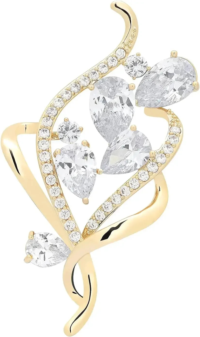 Zirconia Crystal Flower Brooch for Women