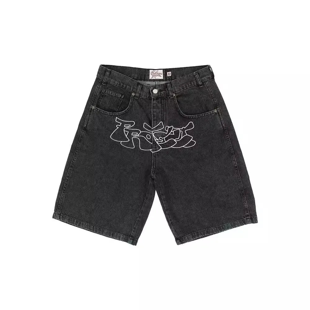 Amerikanische Strass-Y2K-Jeansshorts