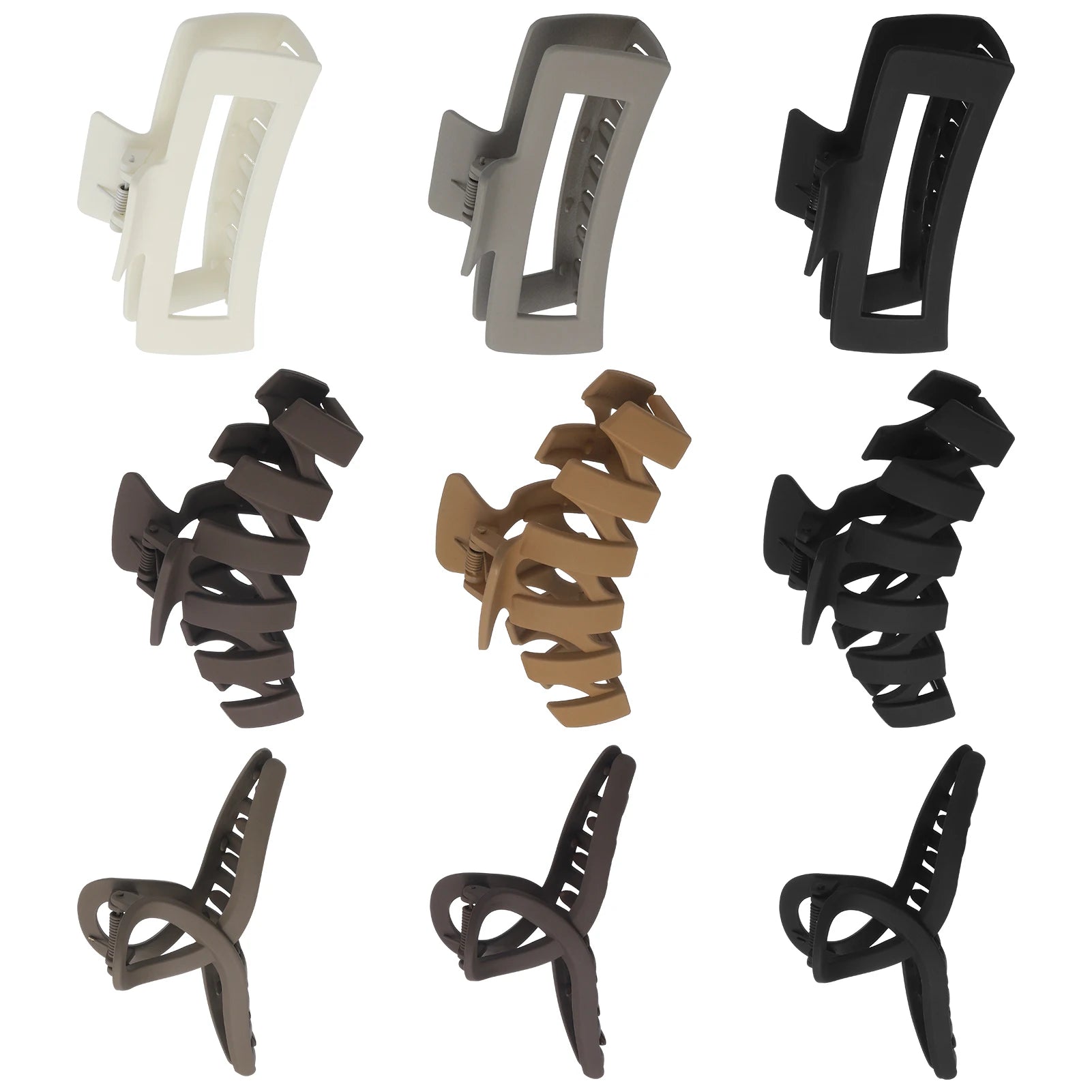 9 Pack Large Matte Hair Claw Clips Set