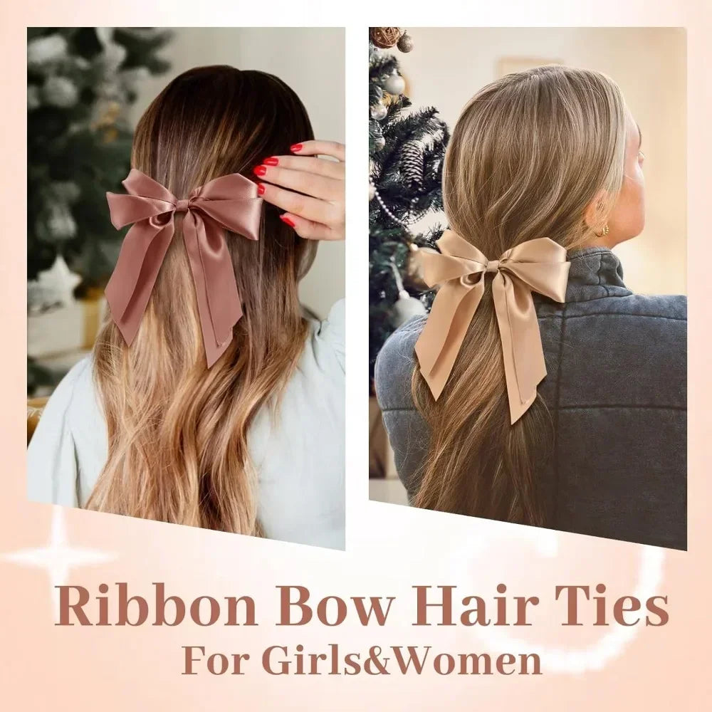 6PCS Satin Ribbon Bow Hair Ties Set