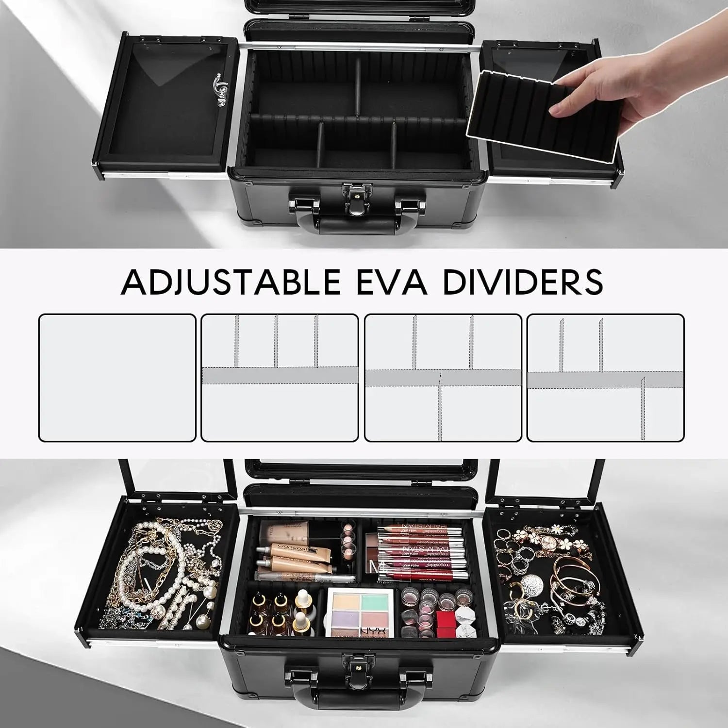 Make-up-Koffer mit LED-Spiegel-Organizer