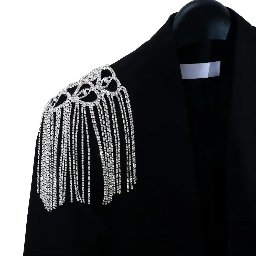 Tassel Heart Chain Epaulet Brooch Pin