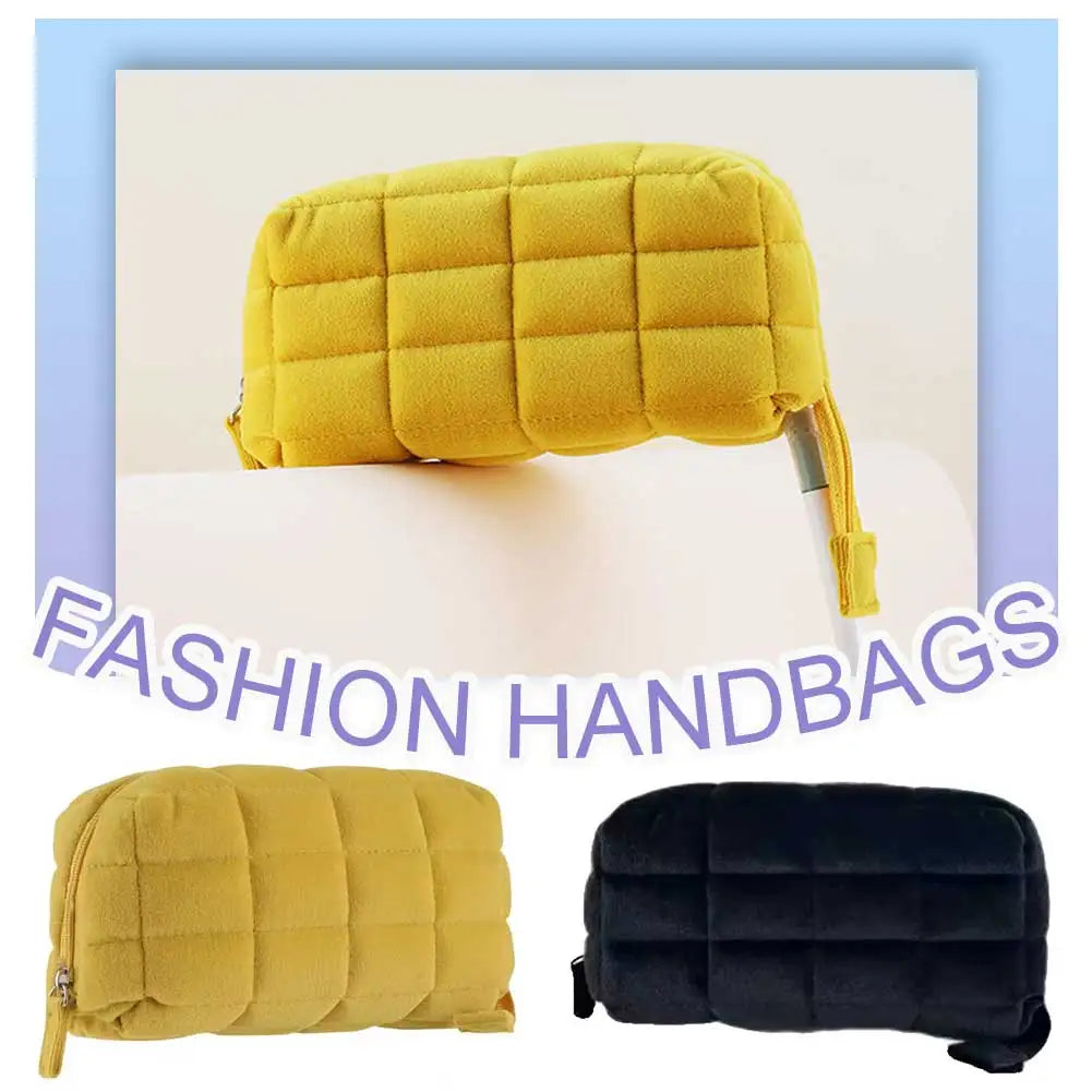 Plaid Quilted Large Pencil Pouch