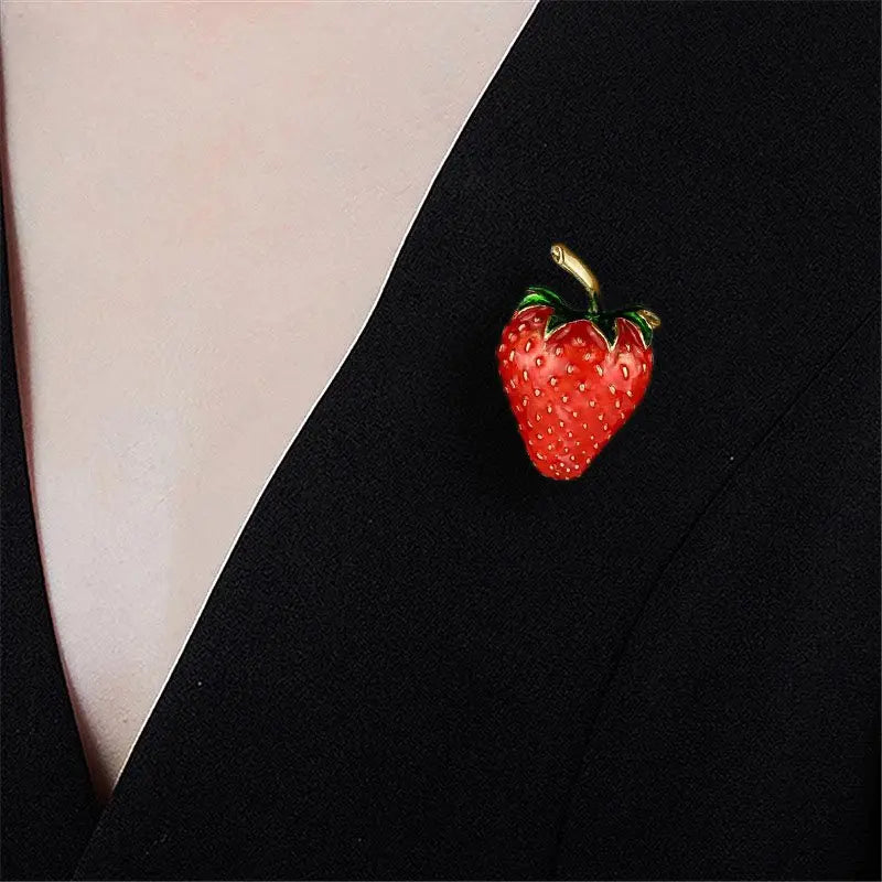 Sweet Strawberry Alloy Fruit Brooch