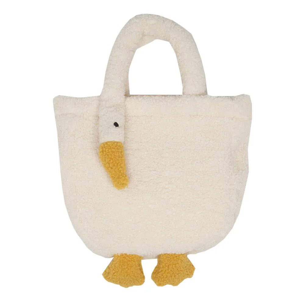 Cartoon Goose Plush Tote Handbag