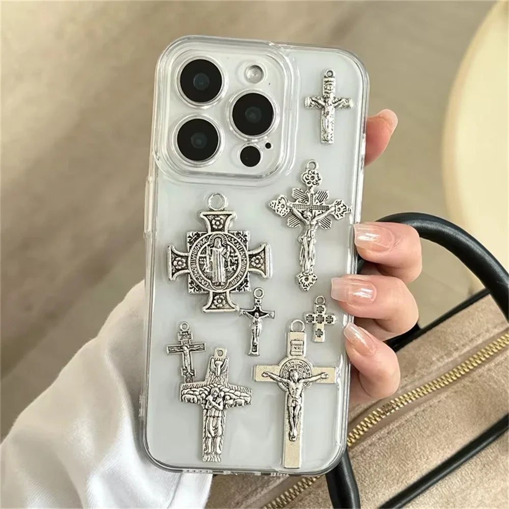 Retro Gothic 3D Metal Cross iPhone Case
