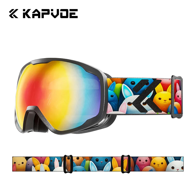 Kapvoe Kids Teen Ski Goggles UV400 Anti-Fog