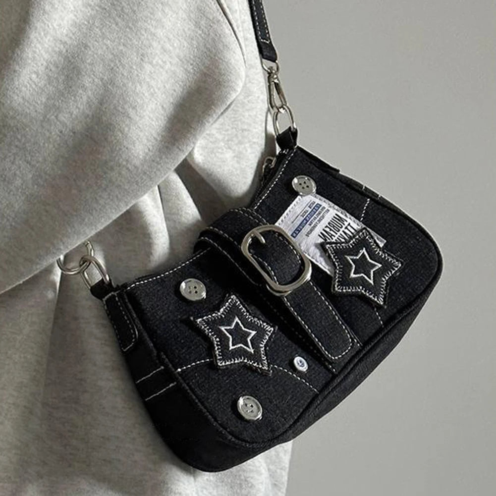 Y2K Star Denim Shoulder Underarm Bag