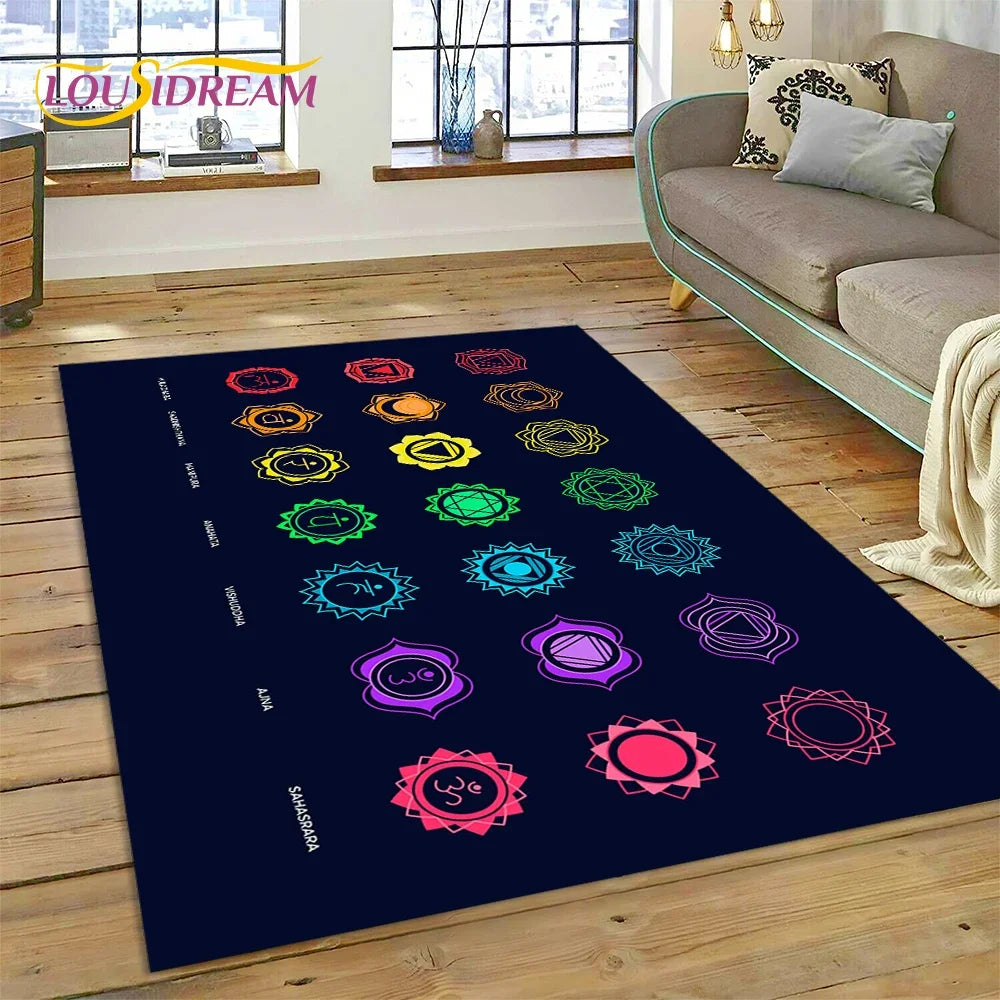3D Rainbow Chakra Yoga Meditation Rug