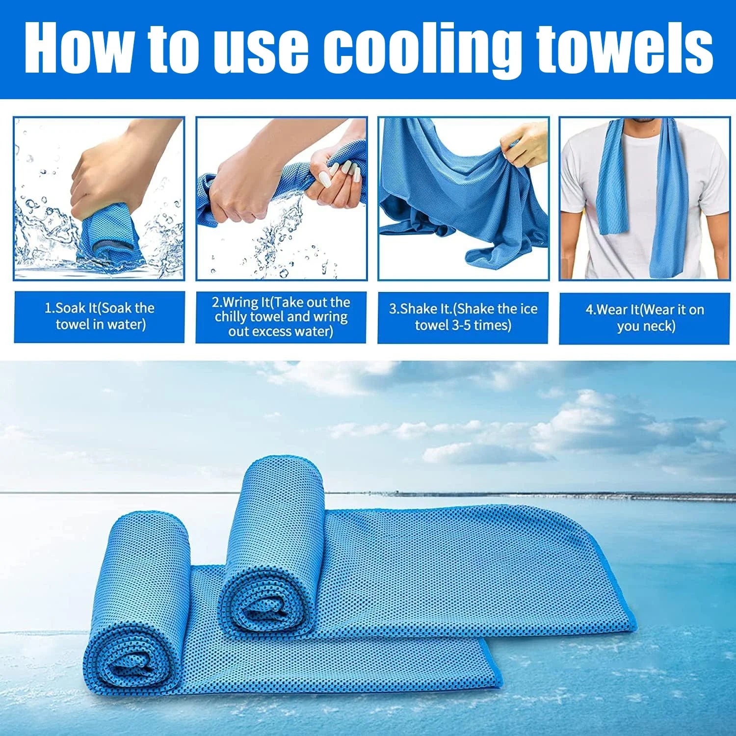 5-Pack Microfiber Cooling Towels Set