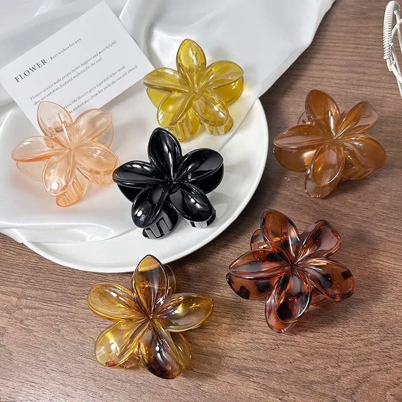 Vintage Brown Flower Hair Claw Clip