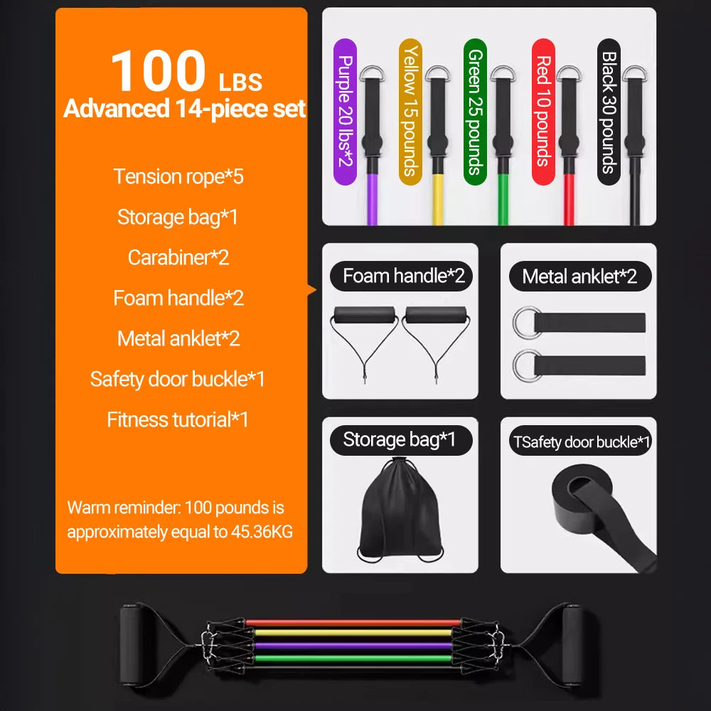 10-14pcs Multi-Function Resistance Bands