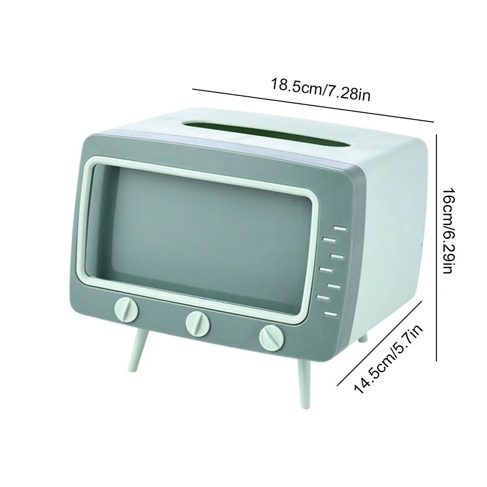 TV Tissue Box with Phone Stand Slot