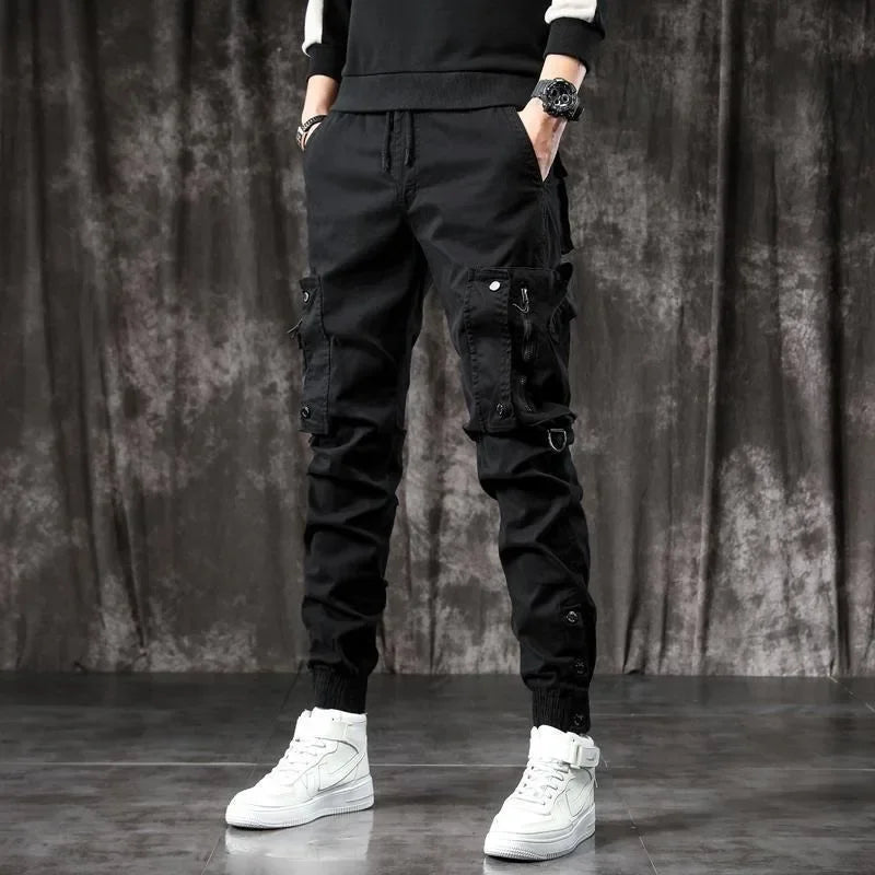 Slim Fit Cargohose für Herren – Schwarz