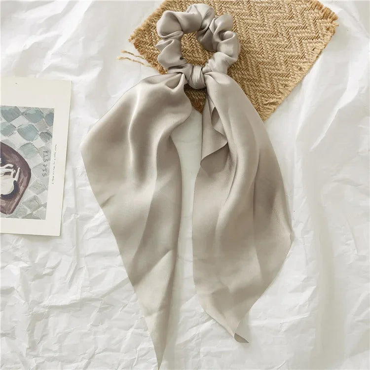 Sweet Long Ribbon Satin Bow Scrunchies