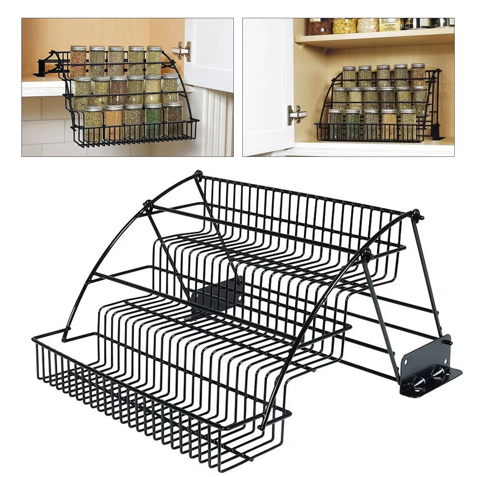3-Tier Metal Pull-Down Kitchen Shelf
