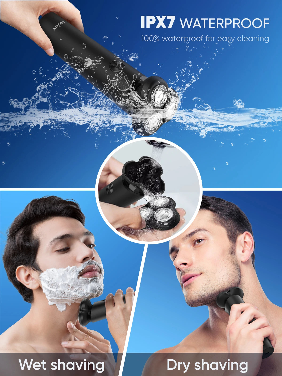 SEJOY Portable Triple Blade Electric RazorMen’s triple blade shaver