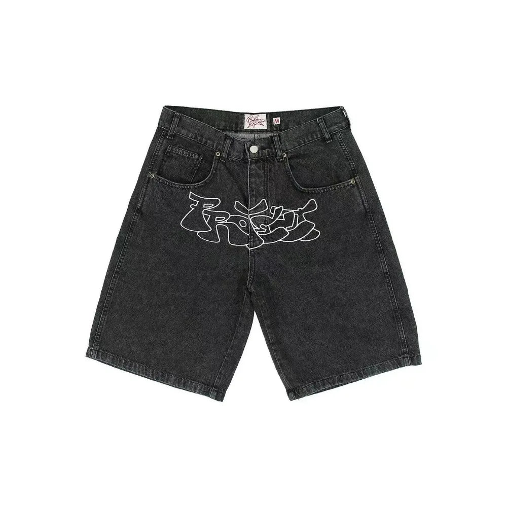 Amerikanische Strass-Y2K-Jeansshorts