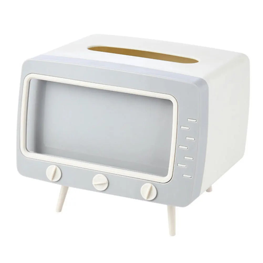 TV Tissue Box with Phone Stand Slot