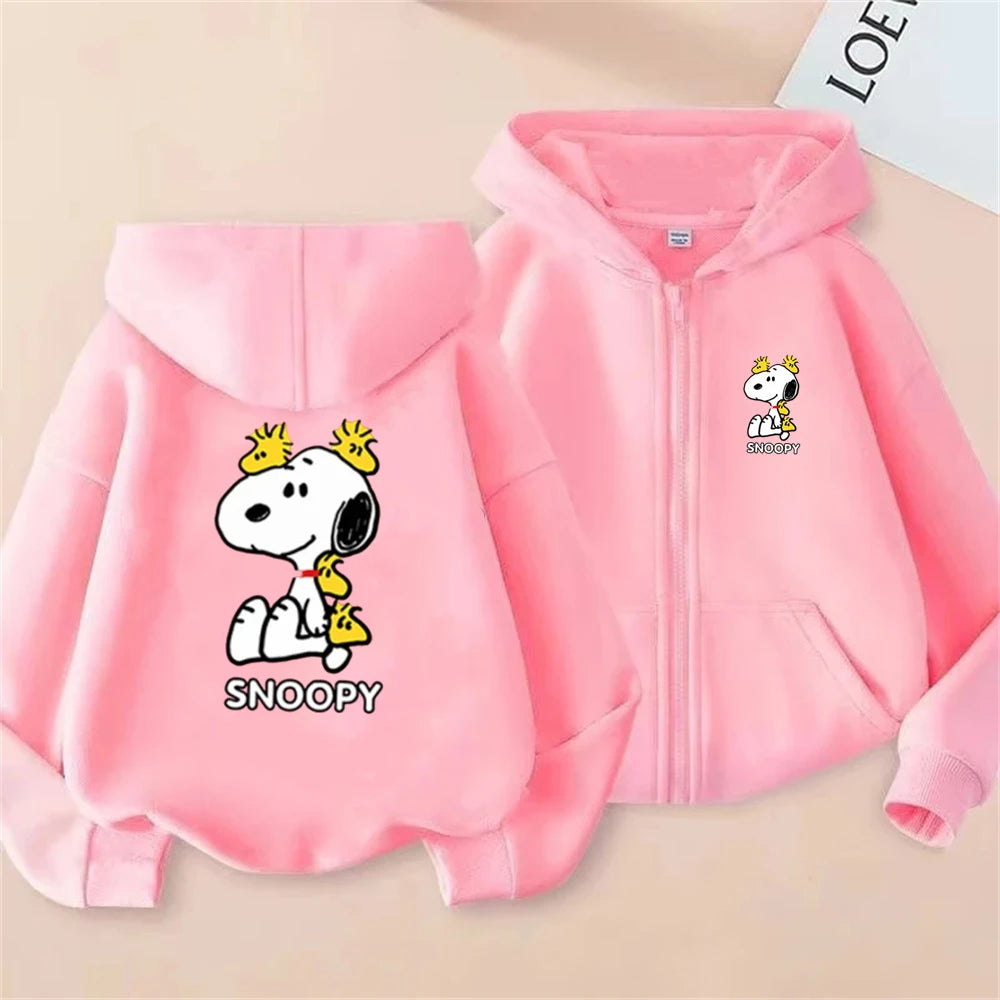 Disney Snoopy Kinder-Kapuzenpullover mit Reißverschluss – Rosa