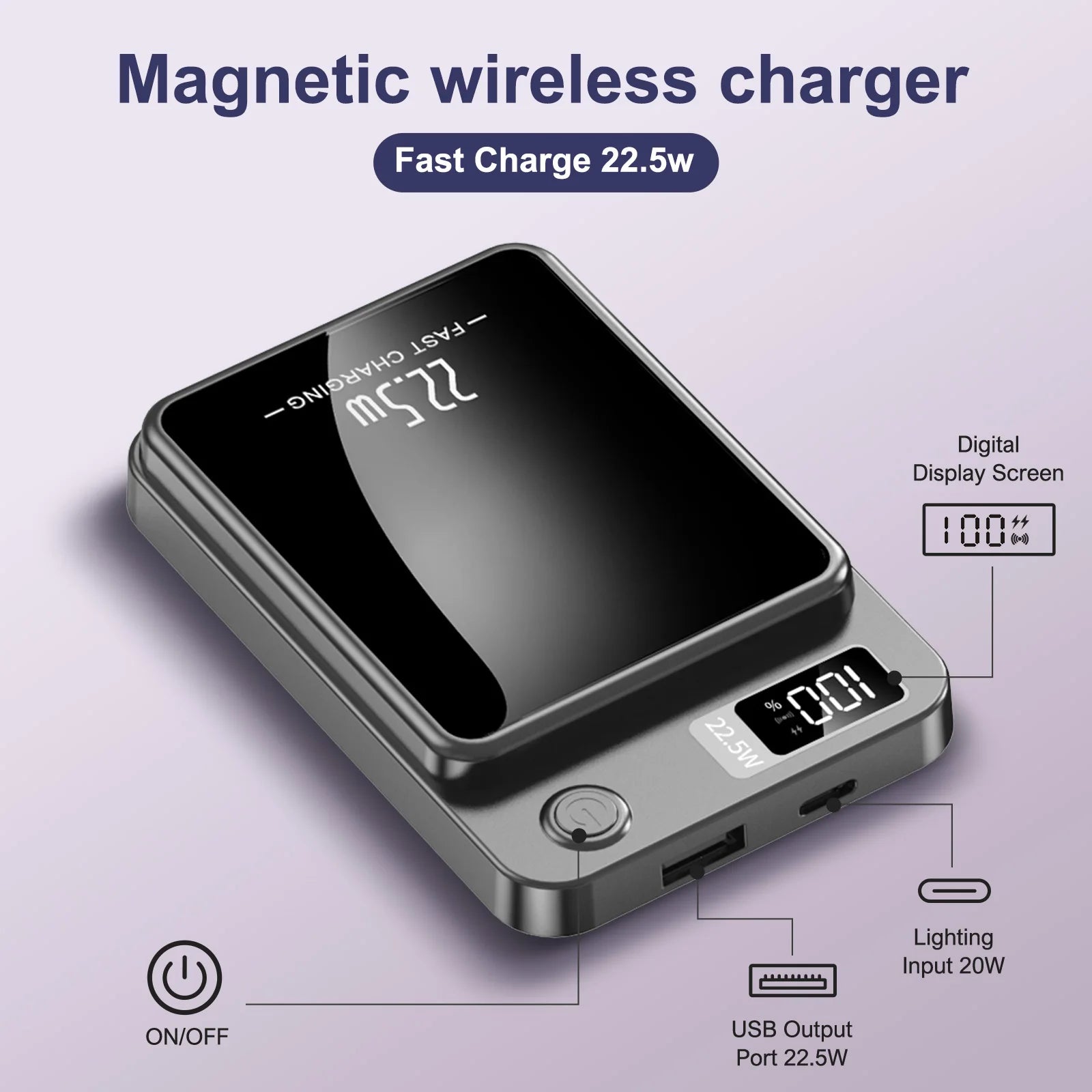 10000 mAh magnetische kabellose Powerbank