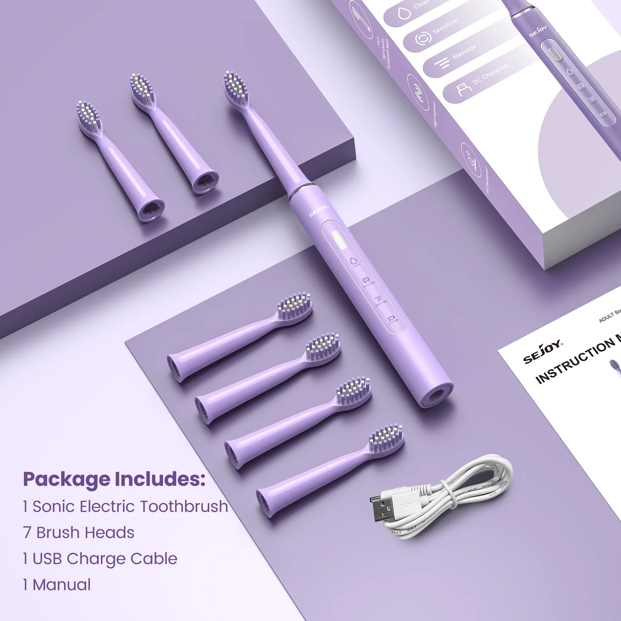 SEJOY Sonic Electric Toothbrush 3 Modes