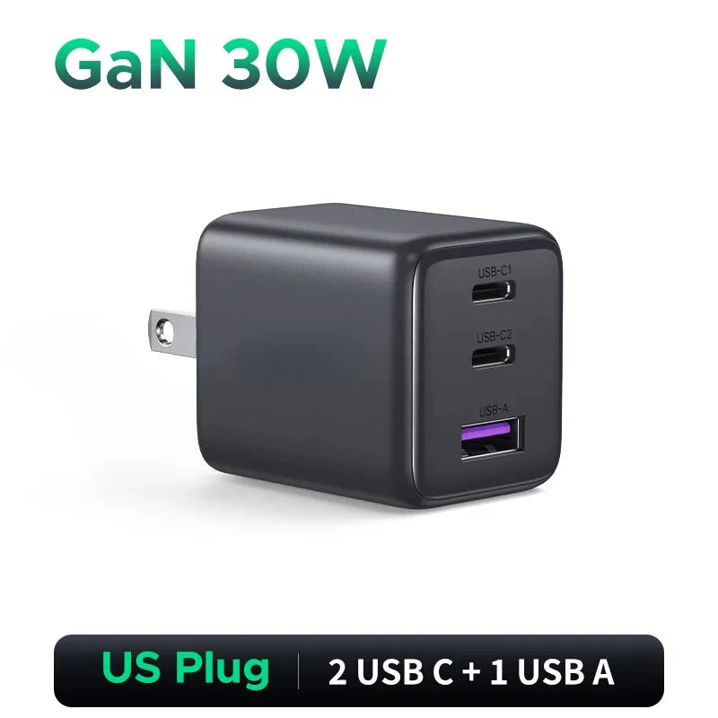 30W GaN PD QC4.0 USB C Charger Fast