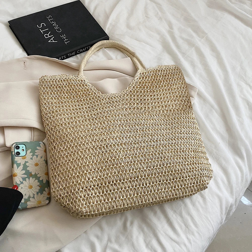 Women’s Large Crochet Straw Tote Bag