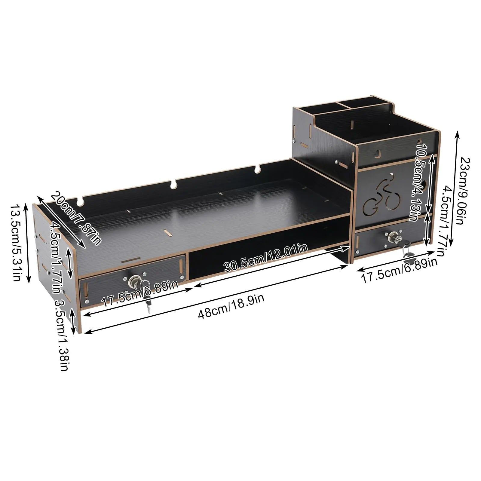 Wood Monitor Stand with Drawers