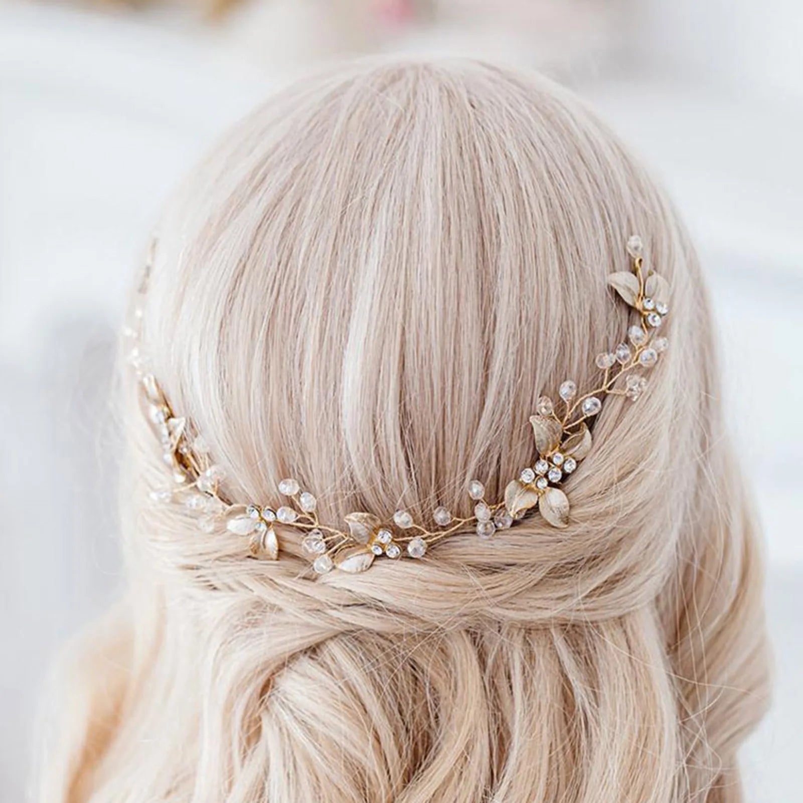 Gold Rhinestone Bridal Hair Comb Clip