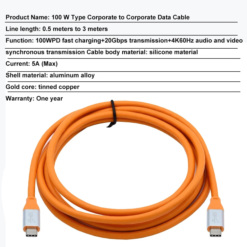 USB C to C 3.2 Cable PD100W 20Gbps