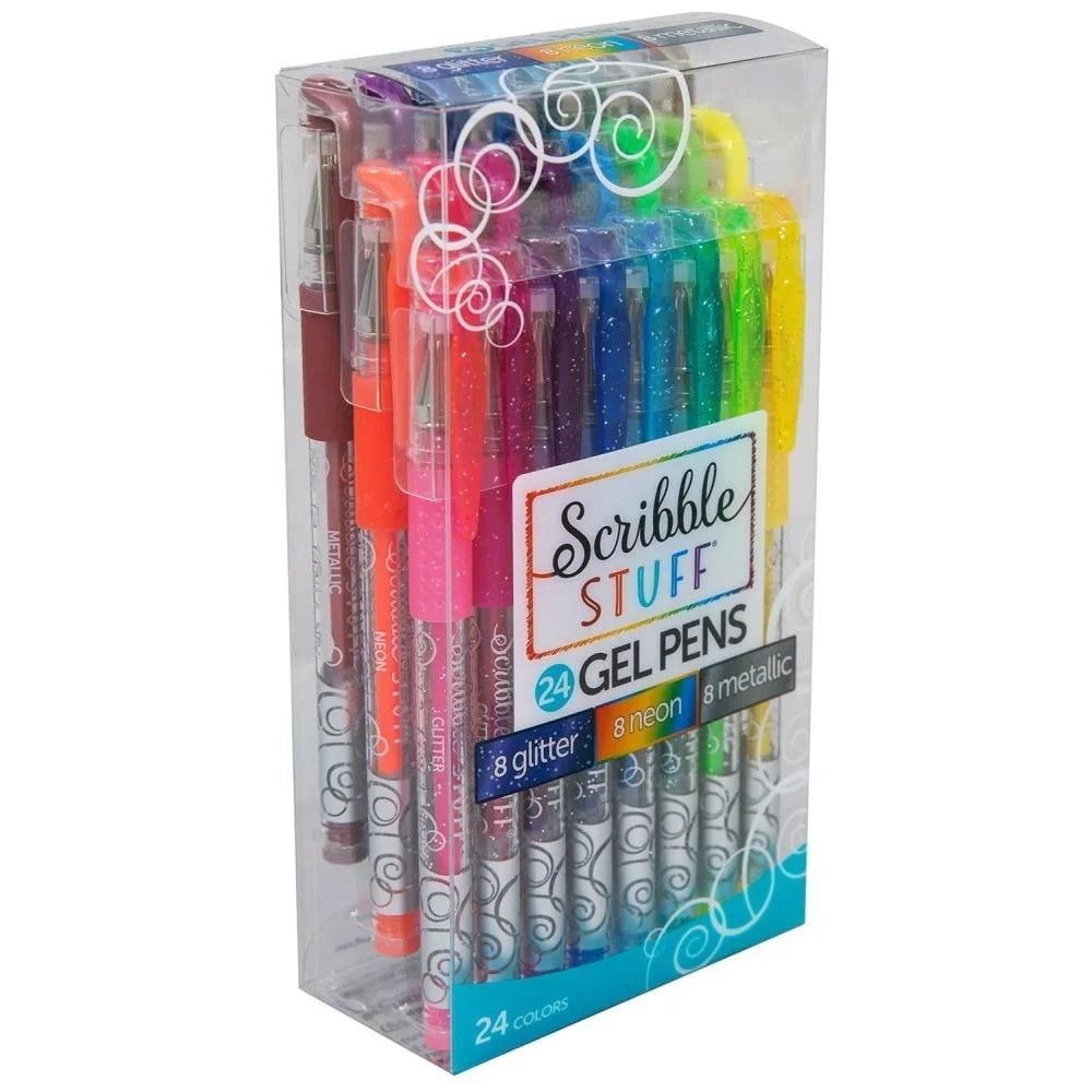 24ct Gel Pens Set – Glitter Neon Metallic