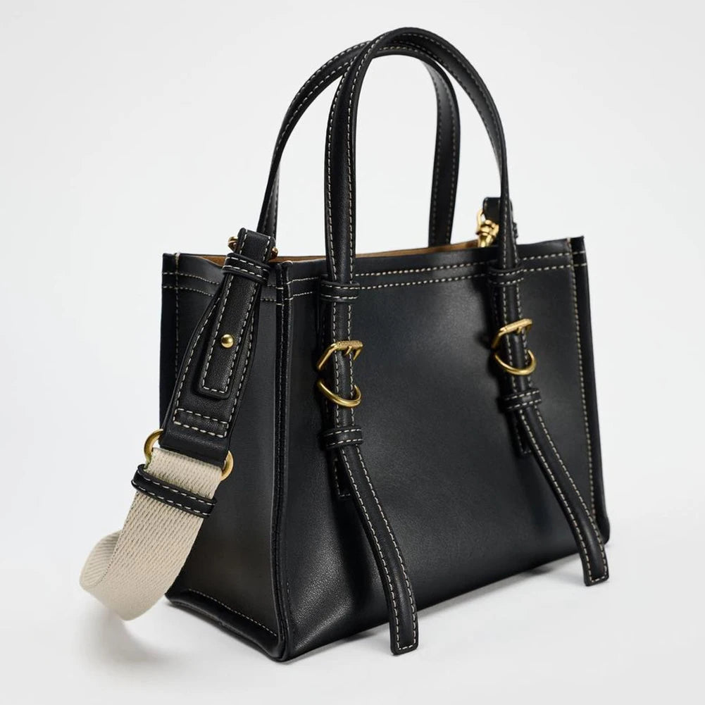Retro PU Leather Tote Shoulder Bag