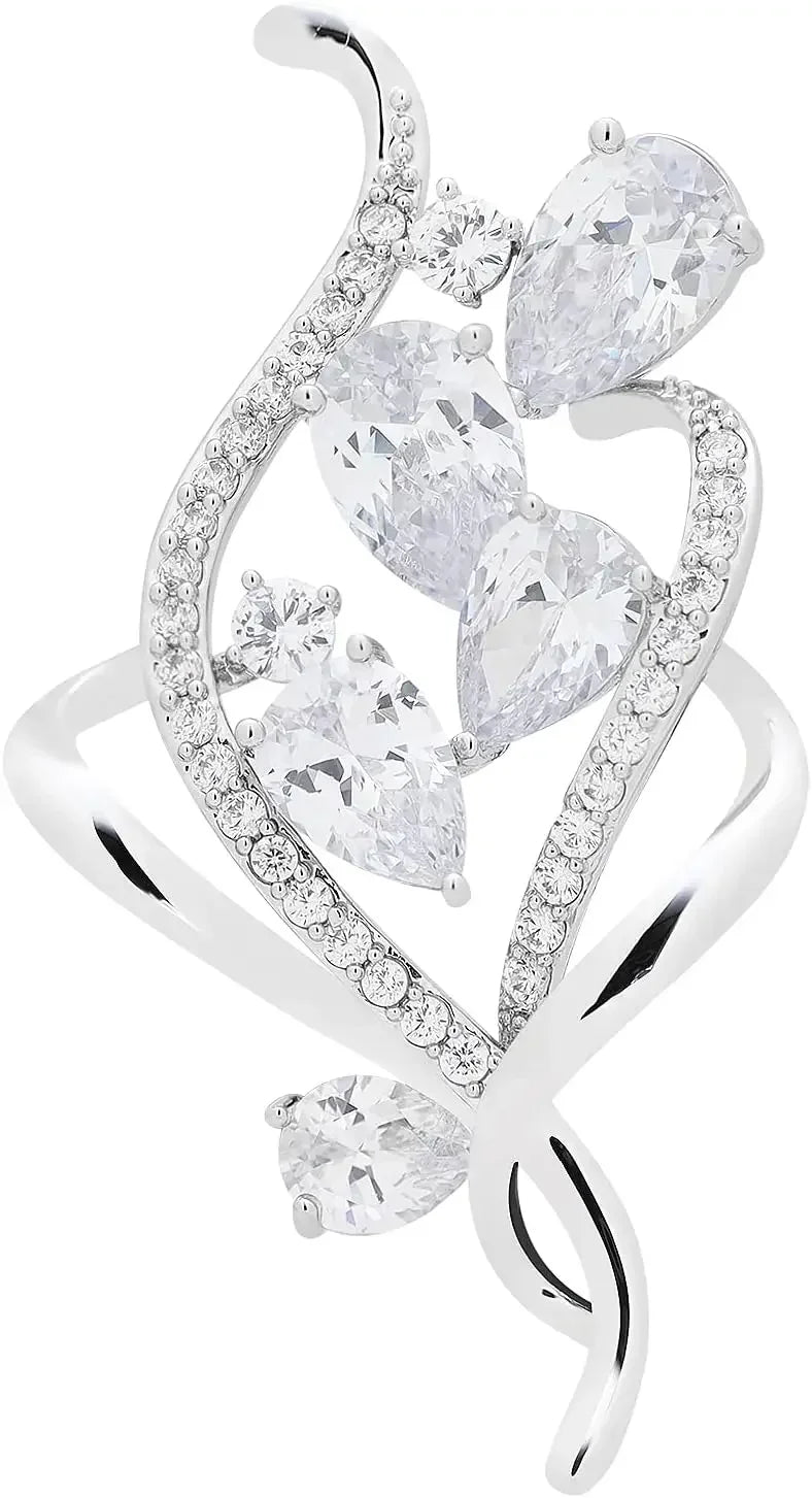 Zirconia Crystal Flower Brooch for Women