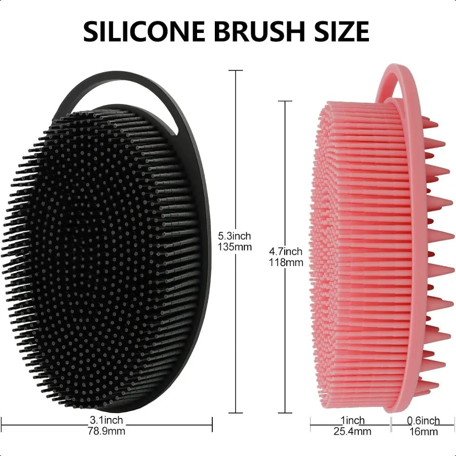 2 Pack Silicone Body Scrubber & Scalp Brush