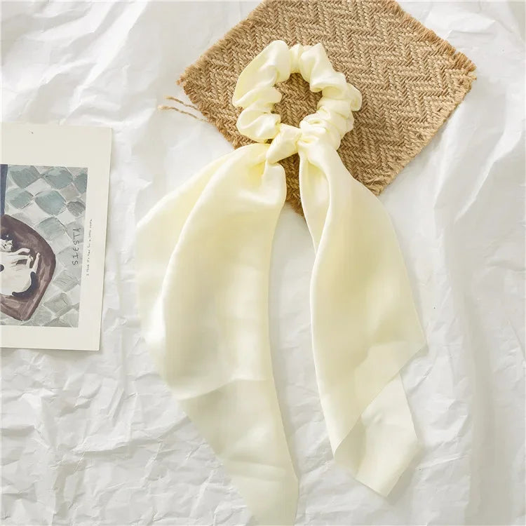 Sweet Long Ribbon Satin Bow Scrunchies