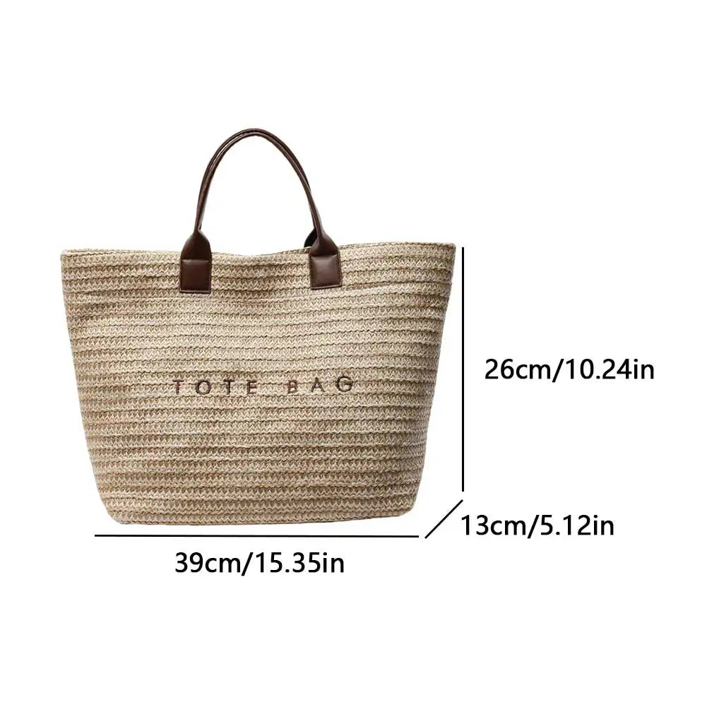 Knit Flower Rattan Straw Shoulder Bag