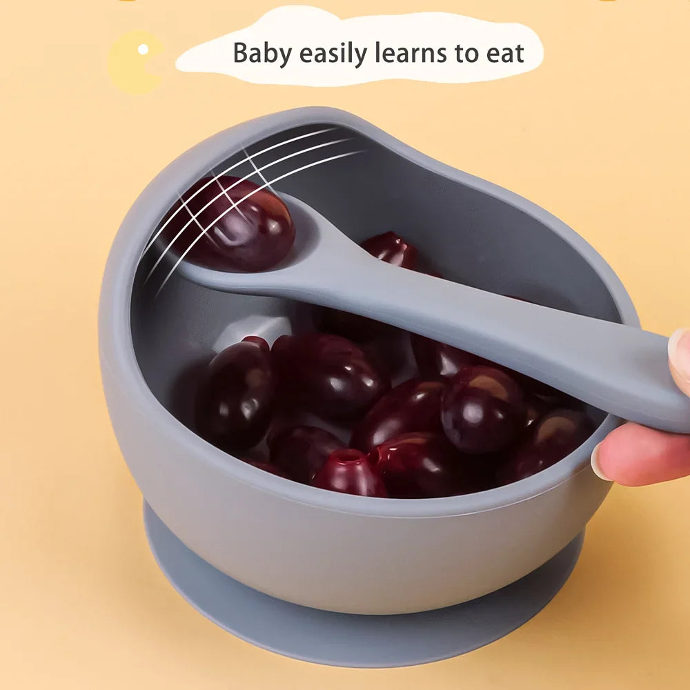 2PC Silicone Sucker Bowl Baby Feeding Set