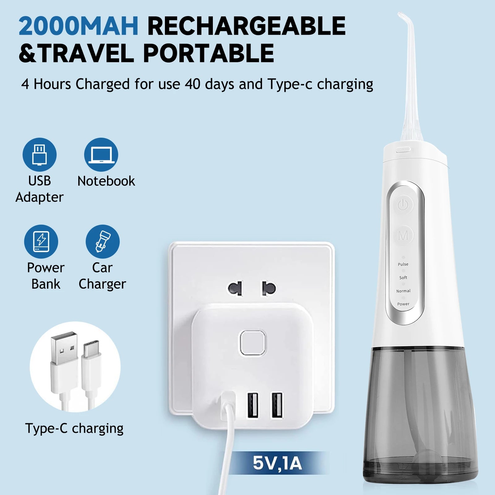 Portable Water Flosser Teeth Cleaner