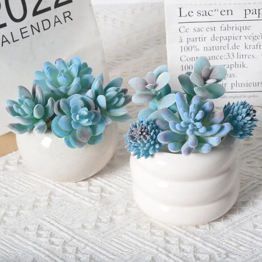 11PCS Blue Mini Artificial Succulent Set