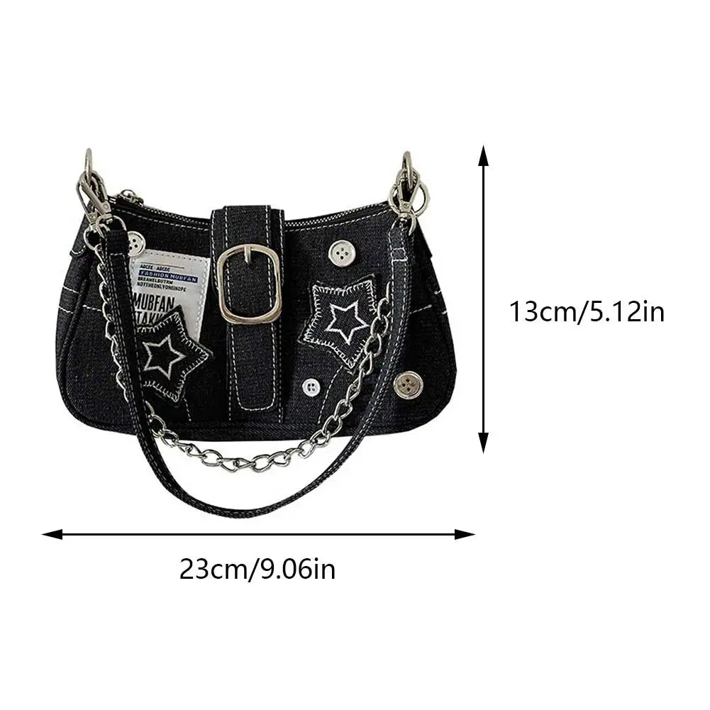 Y2K Star Denim Shoulder Underarm Bag