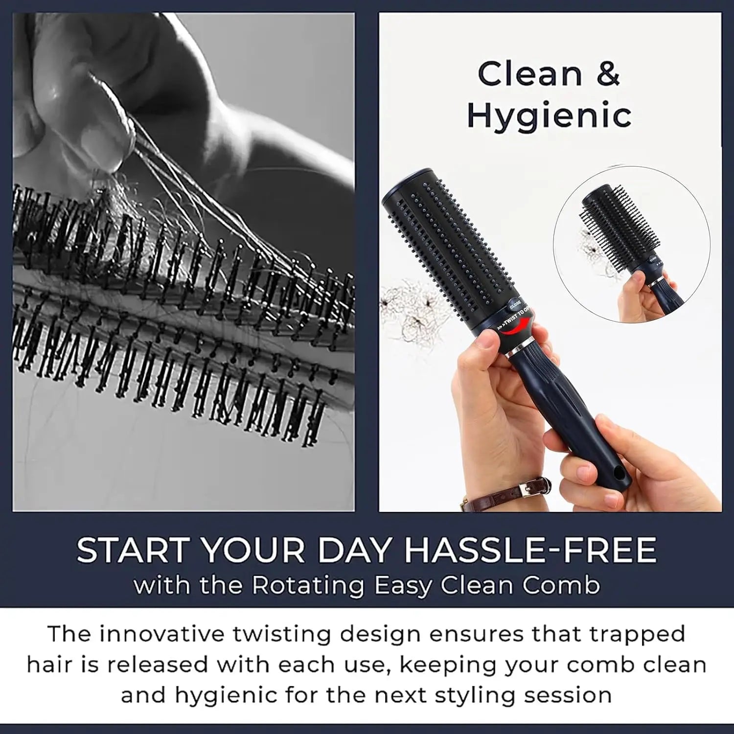 Self Cleaning Retractable Hair Brush