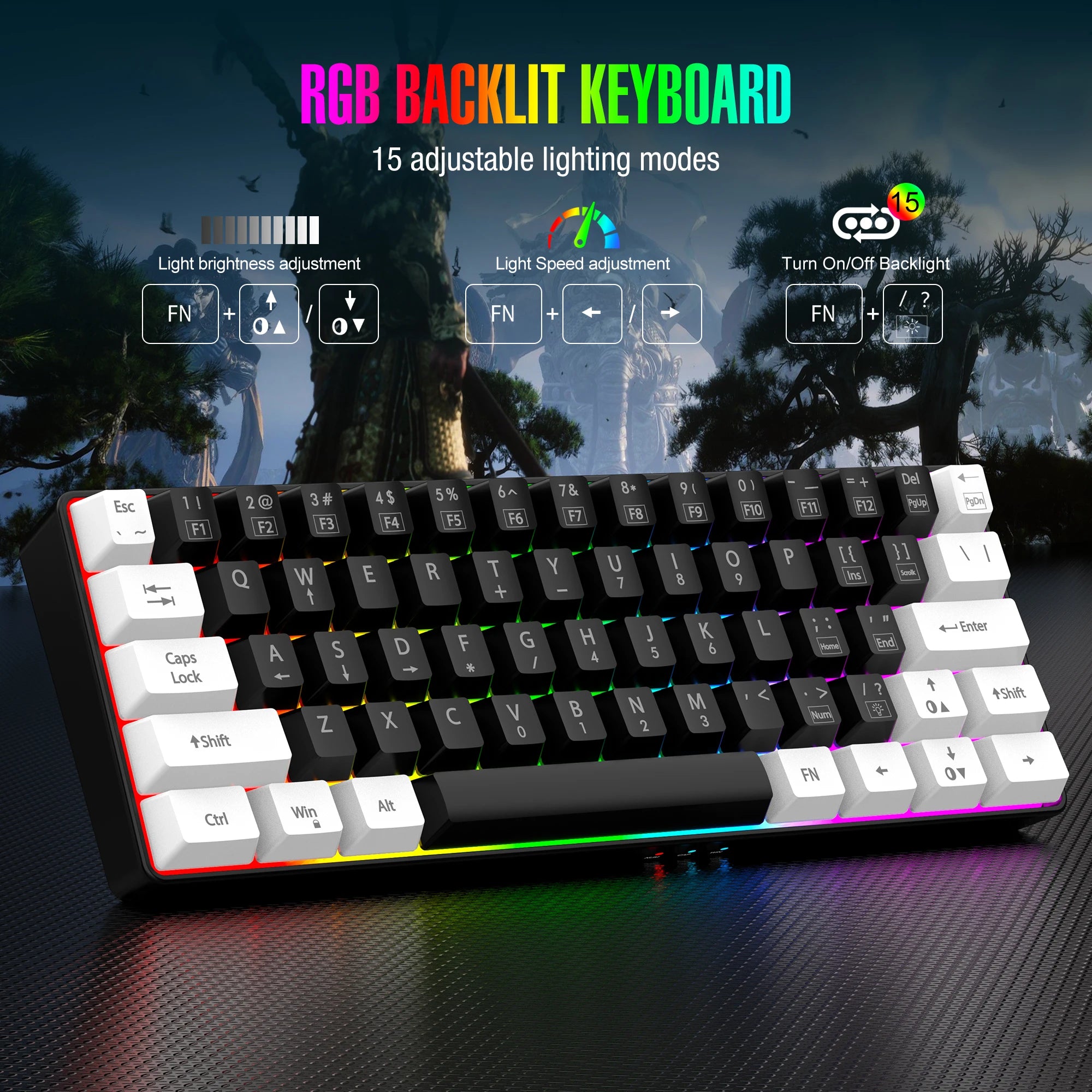 60 % RGB-Gaming-Tastatur, kabelgebunden, kompakt