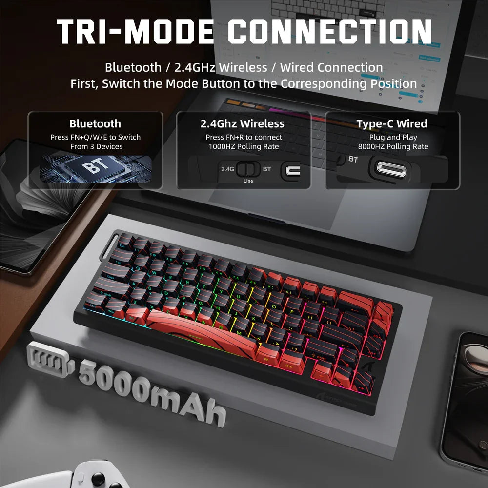 ATTACK SHARK X68 PRO Kabellose RGB-Tastatur