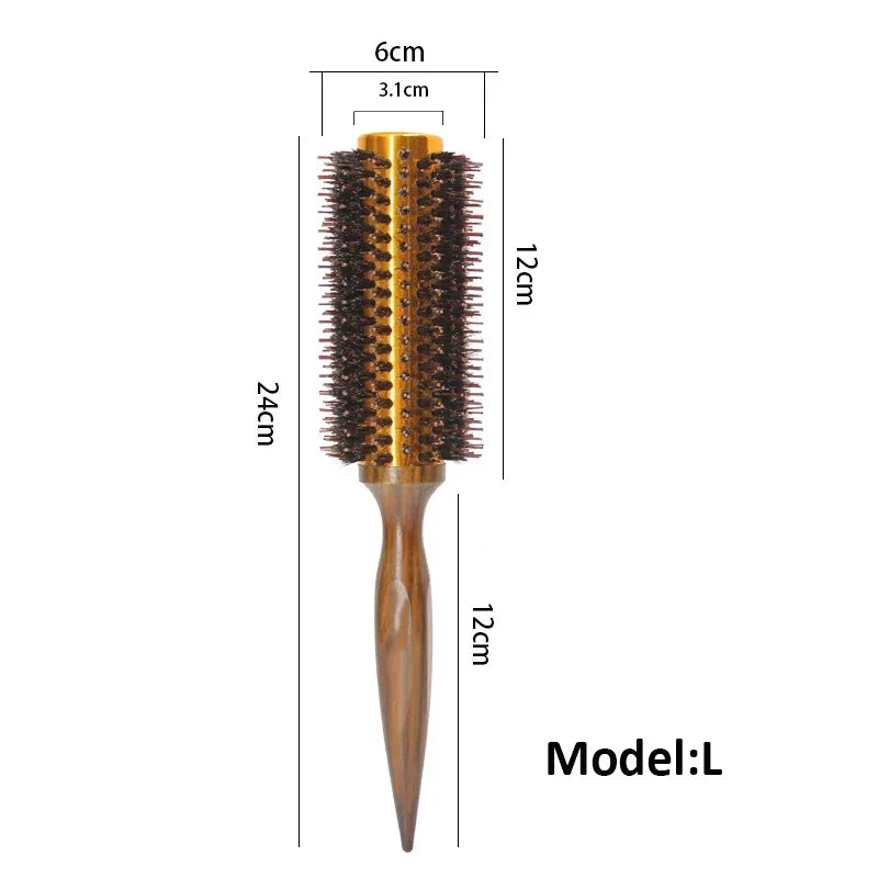 Boar Bristle Round Wooden Hair Brush
