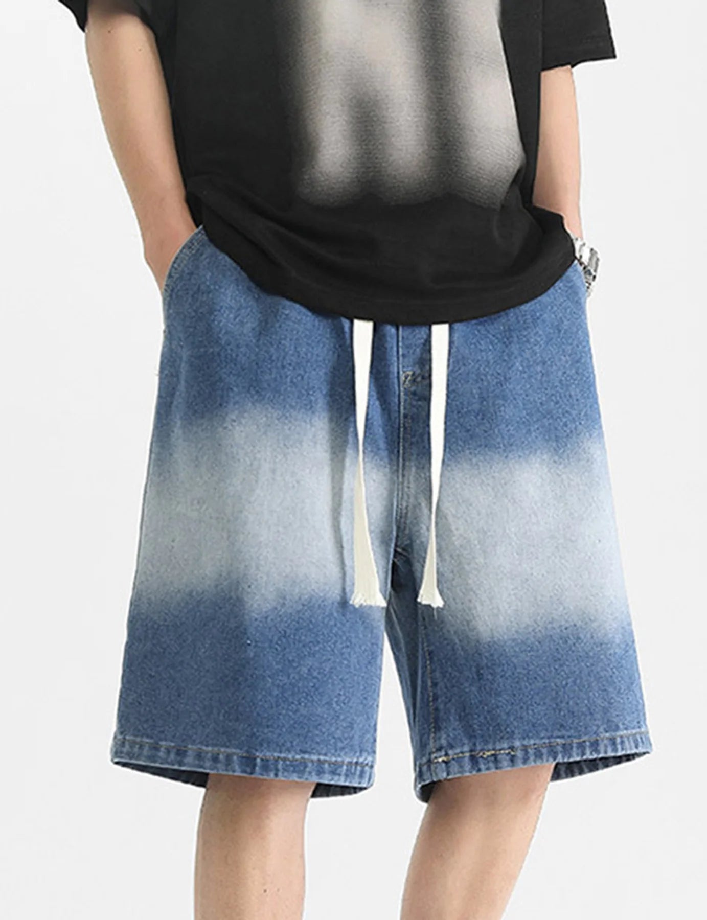 Lässige Jeans-Shorts für Herren im Sommer mit Kordelzug in der Taille