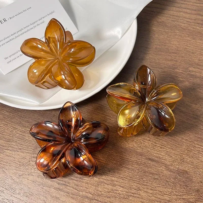 Vintage Brown Flower Hair Claw Clip