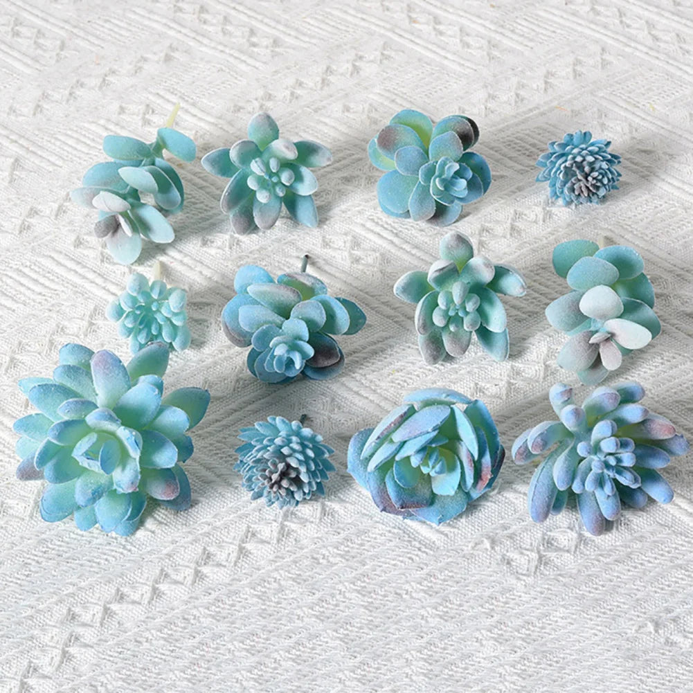 11PCS Blue Mini Artificial Succulent Set