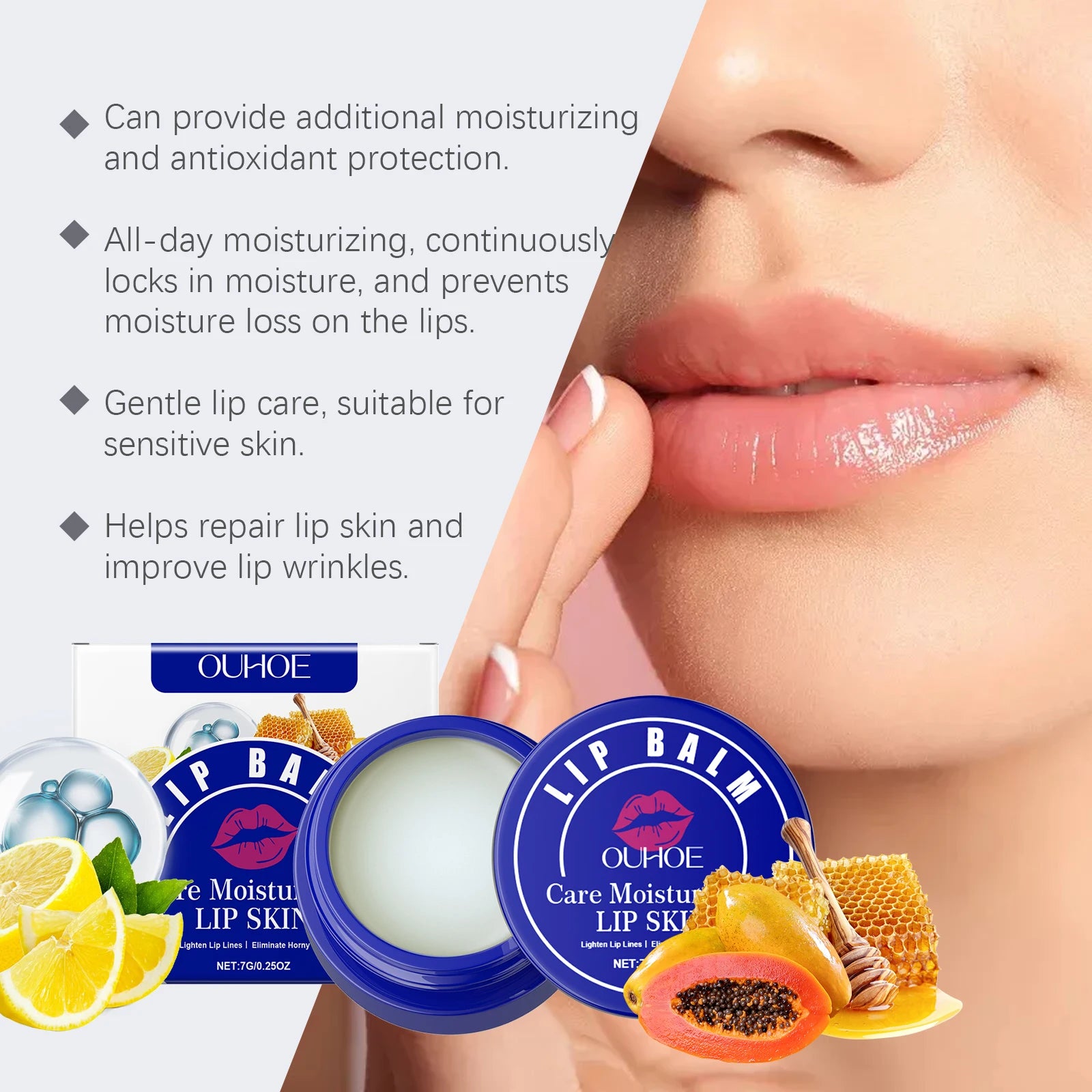 OUHOE Hydrating Lip Balm & Exfoliator
