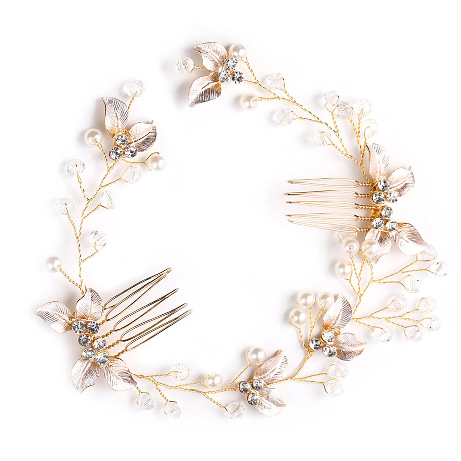 Gold Rhinestone Bridal Hair Comb Clip